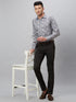 Mens Grey Geometric Printed Shirt With Full Sleeves And Spread Collar