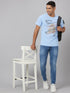 Men SKY Blue Typography Printed Casual T-Shirt