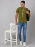 Men Green Typography Printed Casual T-Shirt
