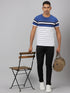 Men Blue & White Striped Casual Cotton T-Shirt