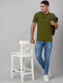 Men Green Printed Slim Fit Casual T-Shirt