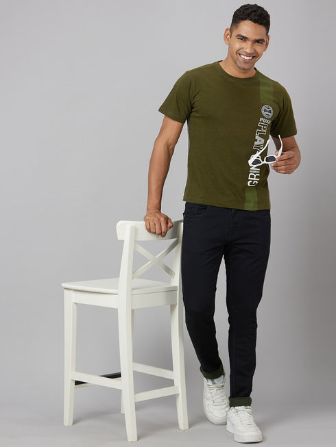 Men Green Printed Sustainable Casual T-Shirt