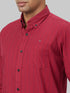 Men Red Striped Sustainable Casual Shirt With Full Sleeves