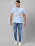 Men SKY Blue Typography Printed Casual T-Shirt