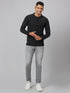 Men Black Solid Slim Fit Casual T-Shirt