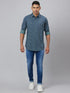 Men Blue Printed Sustainable Casual Shirt With Full Sleeves