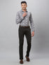 Mens Grey Geometric Printed Shirt With Full Sleeves And Spread Collar