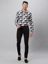 Mens Black & White Printed Casual Shirt With Full Sleeves