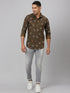 Men Olive Printed Sustainable Casual Shirt