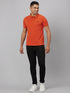 Men Orange Solid Slim Fit Polo T-Shirt