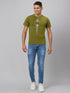 Men Green Typography Printed Casual T-Shirt