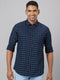 Men Blue Dot Printed Sustainable Casual Shirt With Spread Collar