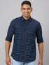 Men Blue Dot Printed Sustainable Casual Shirt With Spread Collar