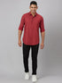 Men Red Printed Sustainable Casual Shirt With Spread Collar And Full Sleeves