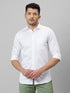 Mens White Solid Casual Shirt Full Sleeve With Spread Collar