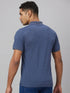Men Blue Solid Lounge Casual T-Shirt With Printed Logo