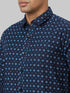 Men Blue Dot Printed Sustainable Casual Shirt With Spread Collar