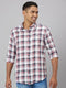 Men White & Red Checked Sustainable Casual Shirt With Full Sleeve