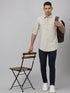 Men Khaki Solid Sustainable Casual Shirt With Spread Collar And Full Sleeves