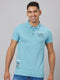 Men Sky Blue Solid Polyester lounge T-Shirt
