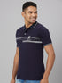 Men Navy Blue Solid Lounge T-Shirt With Printed Logo