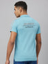 Men Sky Blue Solid Polyester lounge T-Shirt