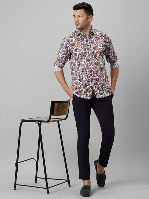 Mens Multicolour Printed Casual Shirt Full Sleeves With Spread Collar