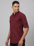 Men Maroon Solid Sustainable Casual Shirt With Full Sleeves