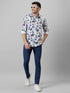 Mens Floral Printed White Casual Shirt Full Sleeve With Spread Collar
