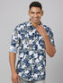 Men Blue & White Floral Print Sustainable Casual Shirt