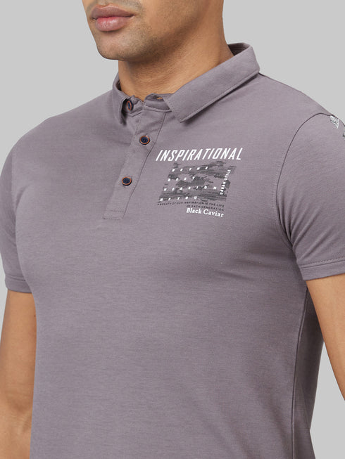 Men Grey Solid Lounge With Printed Logo T-Shirt