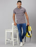 Men Grey Solid Lounge With Printed Logo T-Shirt