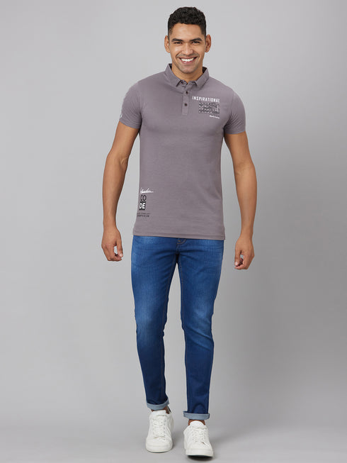 Men Olive Typography Printed Casual T-Shirt