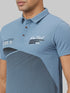 Men Blue Printed Sustainable Casual T-Shirt With Spread Collar