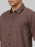 Men Coffee Brown Printed Sustainable Casual Shirt With Spread Collar And Full Sleeves