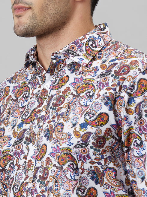 Mens Multicolour Printed Casual Shirt Full Sleeves With Spread Collar