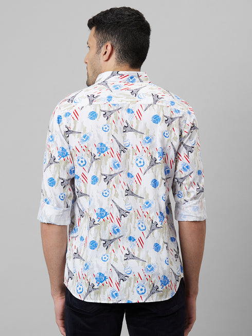 Mens Printed Casual Shirt Full Sleeve With Spread Collar