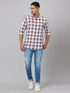 Men White & Red Checked Sustainable Casual Shirt With Full Sleeve