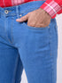 Mens Solid Light Blue Mid Rise Stretchable Jeans