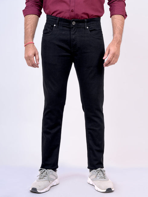 Mens Black Mid Rise Stretchable Jeans