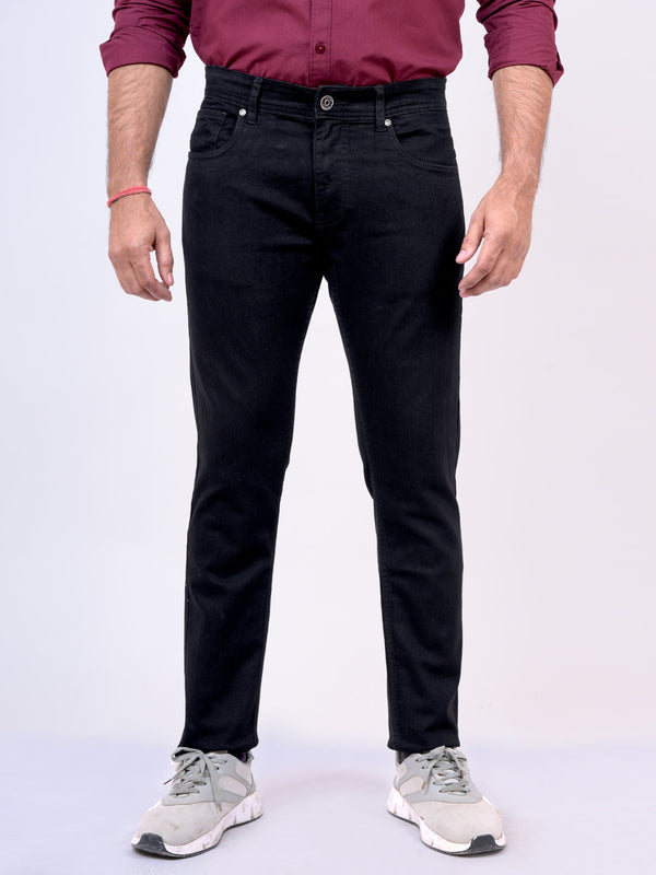 Mens Black Mid Rise Stretchable Jeans