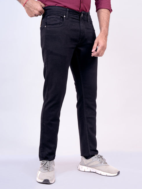 Mens Black Mid Rise Stretchable Jeans