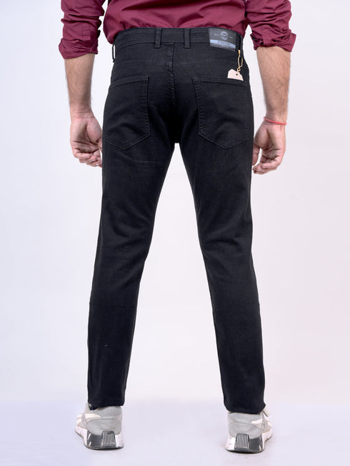 Mens Black Mid Rise Stretchable Jeans