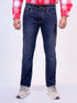 Mens Dark Blue Orange Thread Stretchable Jeans
