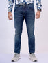 Mens Blue Mid Rise Stretchable Jeans