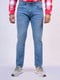 Mens Light Blue Mid Rise Stretchable Jeans