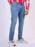 Mens Light Blue Mid Rise Stretchable Jeans