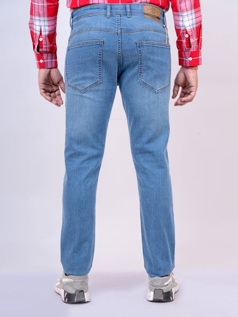 Mens Light Blue Mid Rise Stretchable Jeans