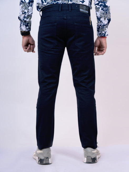 Mens Solid Blue Mid Rise Stretchable Jeans