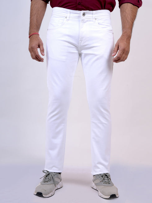 Mens White Stretchable Casual Jeans